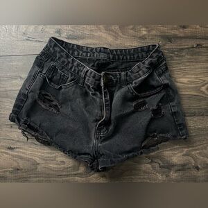 SHEIN Black Ripped Jean Shorts